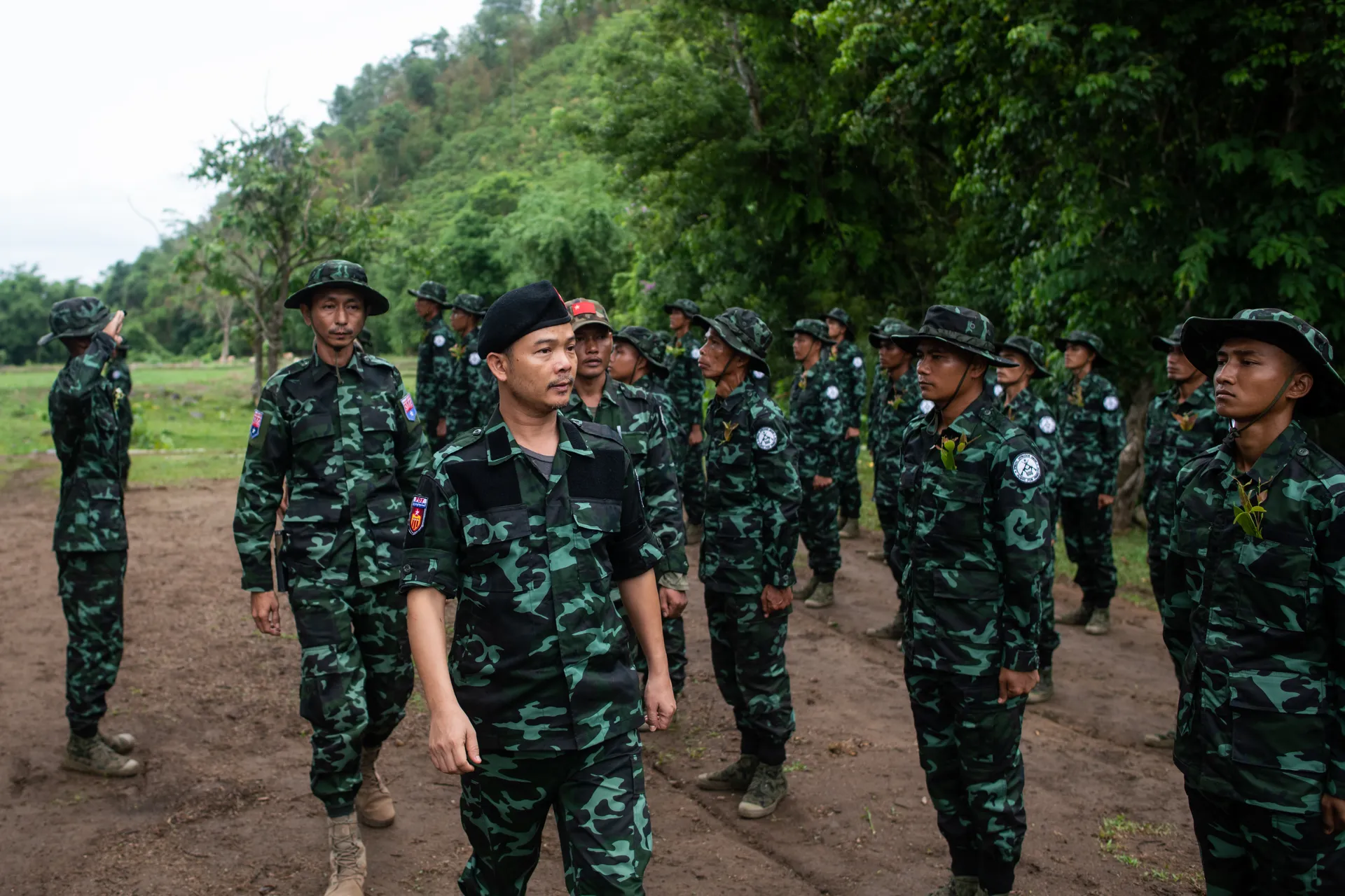 Deputy commander of the National Unity Government's southern military region Saw Shar attends the graduation ceremony for new members of the Special Operations Group in Kawkareik Township on May 25,2024.photo MarNaw